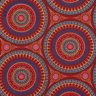 Sample - Schumacher Idris Embroidery Fabric in Red & Multi For Sale
