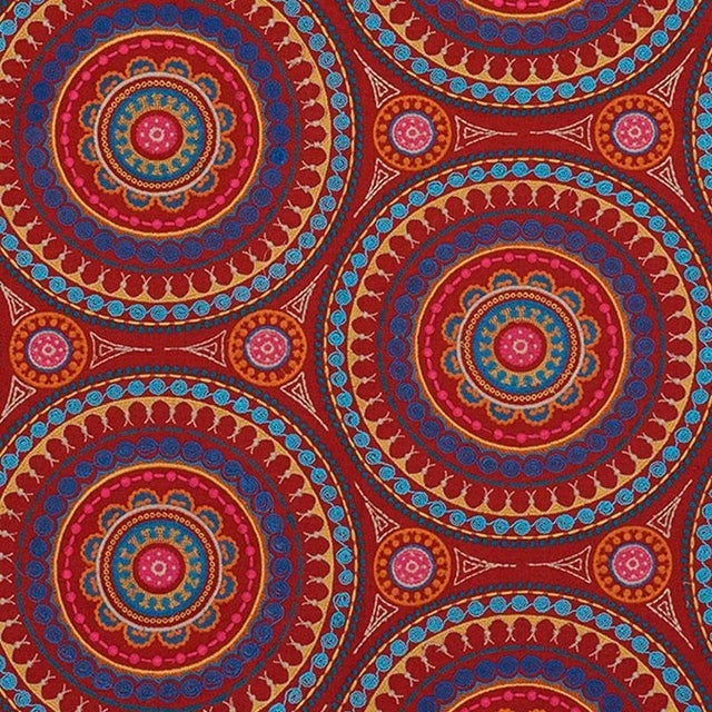Sample - Schumacher Idris Embroidery Fabric in Red & Multi For Sale