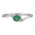 Elegant Oval Emerald & Diamond Bezel-Set Ring in Sterling Silver, Size 8.5 For Sale