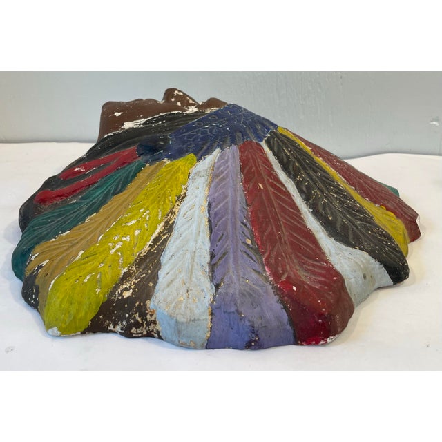 Early 20th Century Vintage Chalk Ware Native American Wall Mounted Bust For Sale - Image 5 of 10