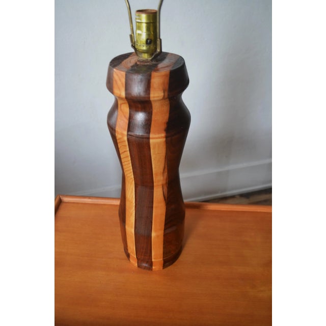 Wood Mid-Century Inlaid Wood Table Lamp/ Mahogany-Maple Marquetry Lamp For Sale - Image 7 of 9