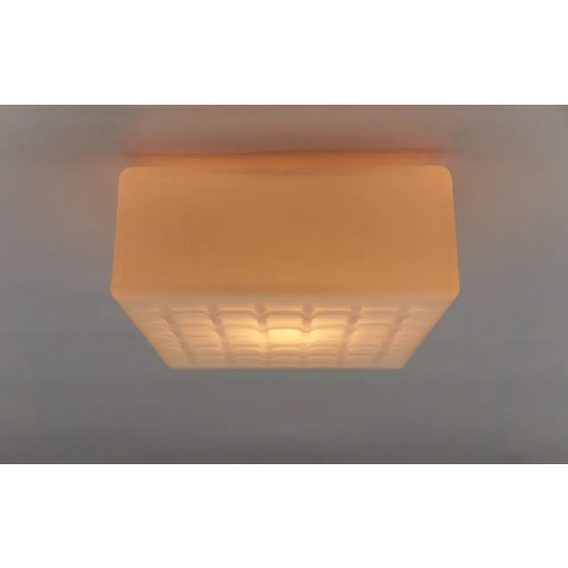 Mid-Century Modern Opaline Glass 3d Grid Pattern Flush Mount / Wall Lamp, 1960s For Sale - Image 3 of 9