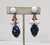 Mid-Century Modern Vintage 1960s Signed Hobé Blue, White & Red Beaded Drop Clip Earrings- 2 Pieces For Sale - Image 3 of 8