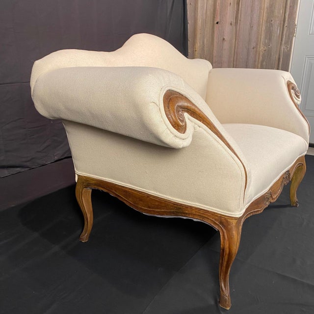 Louis XV Antique French Sofa or Loveseat Triple Arched With New Upholstery For Sale In Portland, ME - Image 6 of 10