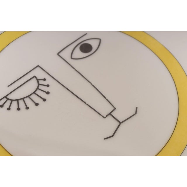 Yellow Set of Five Vintage Taste Setter Collection Winking Lion Plates by Sigma Italy For Sale - Image 8 of 13