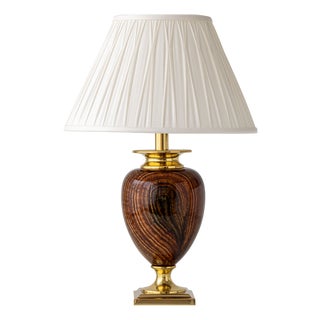 Vintage Le Dauphin French Faux Burl Wood Onyx Table Lamp For Sale