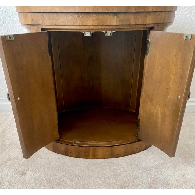 Vintage MCM Drexel Francesca Oval Drum Storage Table Cabinet Mid Century Excellent Condition. For Sale - Image 10 of 13