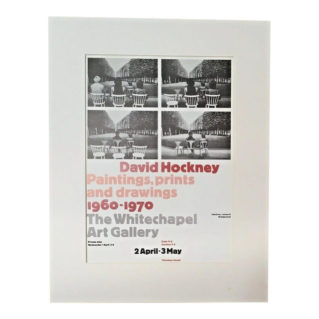Vintage 1987 David Hockney Art Print w/14x18 Mat: "Paintings, Prints & Drawings" For Sale