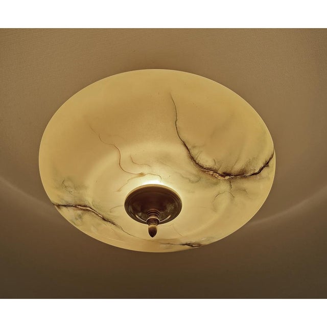 Art Deco Pendant Light in Amber Green Marble Glass, 1930s For Sale - Image 10 of 18