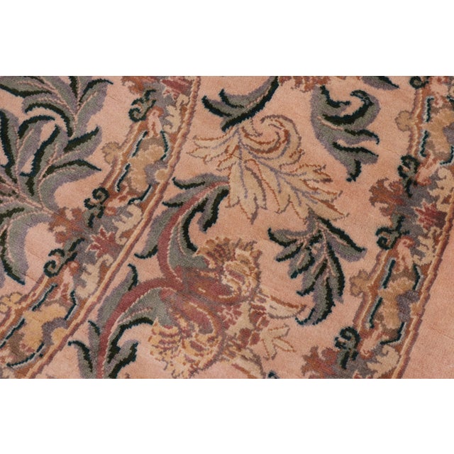 Textile Floral 1990's Pak-Persian Tan/Green Wool Round Rug- 8'2'' X 8'2'' For Sale - Image 7 of 9