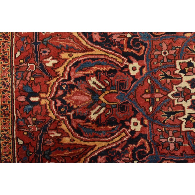 Heriz Rug 8’5” X 10’9” Red Wool Vintage Traditional Hand-Knotted Oriental Carpet For Sale - Image 11 of 15