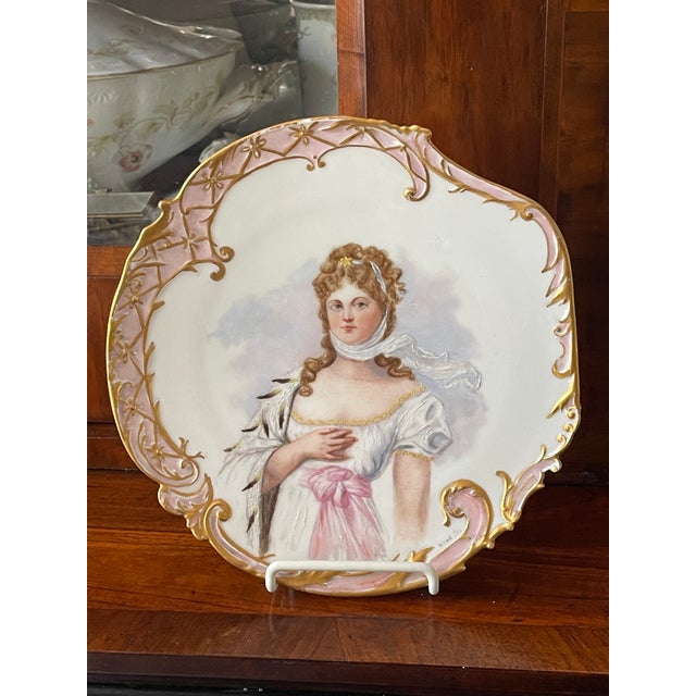 Neoclassical Antique Limoges France Marie-Louise Portrait Porcelain Plate For Sale - Image 3 of 8