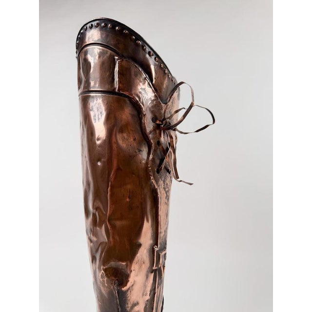 Italian Mid-Century Copper Western Boot Umbrella Stand, Repoussé Decoration, 70s, 1970s For Sale - Image 10 of 18