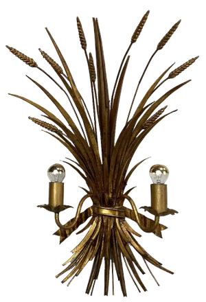 Hollywood Regency 2-Flame Wall Light with Wheat Ears, 1970s