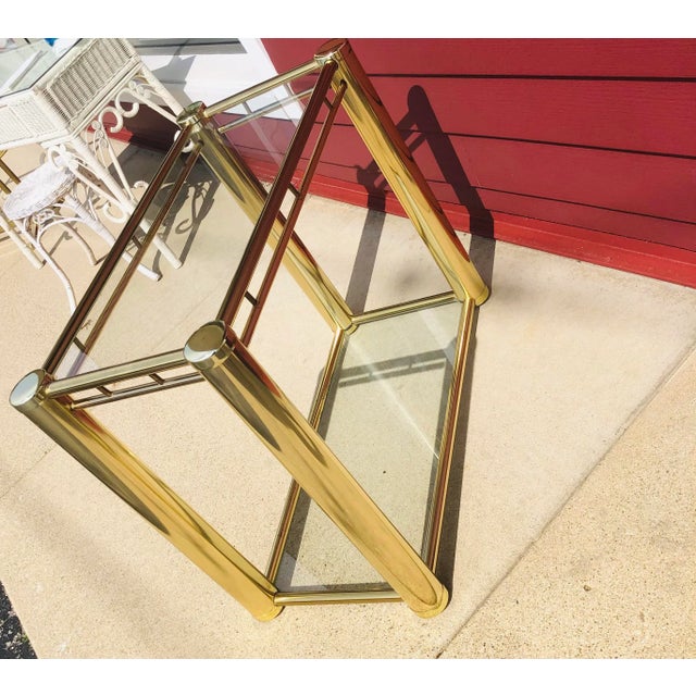 Metal Vintage Milo Baughman Style Brass Console Table For Sale - Image 7 of 10