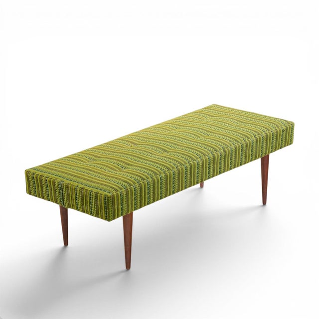 Milo Baughman for Thayer Coggin Mid Century Walnut Upholstered Bench For Sale - Image 9 of 10