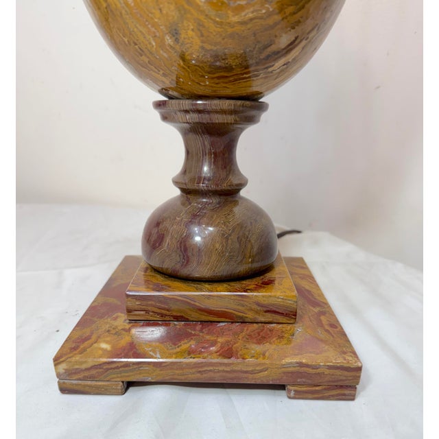 1980s Abstract Large Solid Heavy Brown Purple Green Onyx Stone Electric Table Lamp Light For Sale - Image 14 of 16