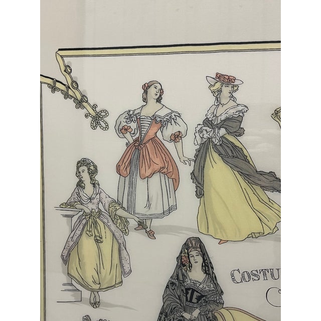 Vintage Framed Hermes Scarf Costumes Des Dames For Sale - Image 6 of 16