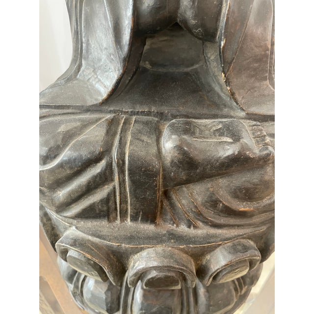 Wooden Buddha Statue Early 20 Th Ct. For Sale - Image 12 of 12