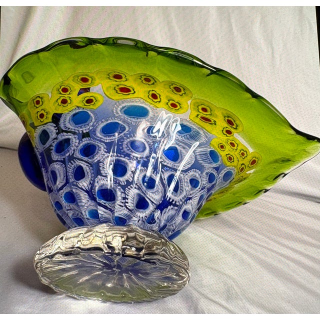 1960s Murano Millefiori Vintage Hand Blown Glass Multi Colored Peacock For Sale - Image 5 of 6