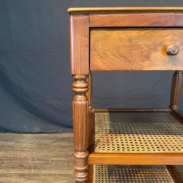 Late 19th Century French Louis Philippe Etagere End Table With Caned Shelves For Sale - Image 5 of 11