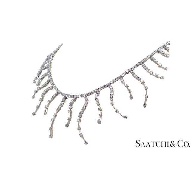 Silver 18k (750) White Gold - 12.60 Ct Natural Diamond -Vvs: Necklace For Sale - Image 8 of 12