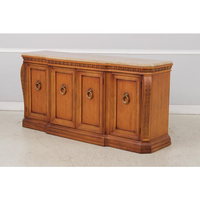 Traditional Century Marble Top Cherry Credenza Sideboard For Sale - Image 3 of 18