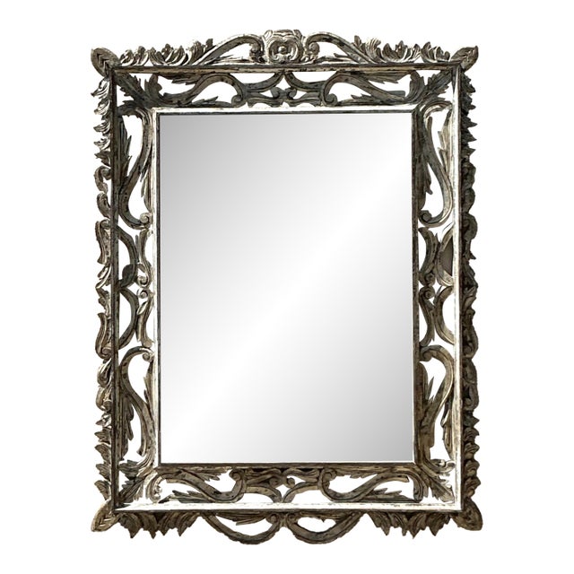 Vintage Boho Monumental Distressed Wood Mirror For Sale