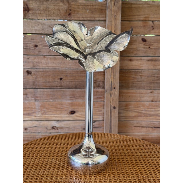 Vintage Sculptural Silver-Plated Flower Form Candlestick or Bud Vase, Bacillar For Sale - Image 11 of 11