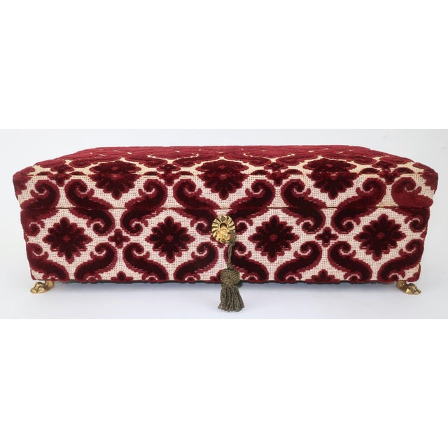 A spectacular place for your baubles and bangles! This ornate C.1960 cut velvet jewelry box is trimmed and backed in black...