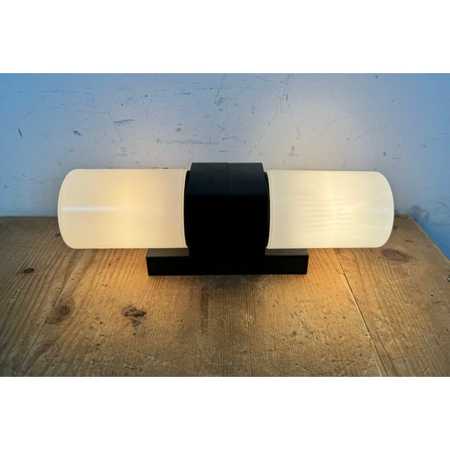 Industrial Brown Bakelite Wall Light with Milk Glass, 1960s For Sale - Image 15 of 16