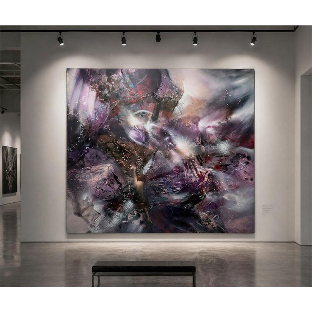 Contemporary Ovidiu Kloska, Metaphysical Nocturne in Stardust, Mixed on Canvas For Sale - Image 3 of 13