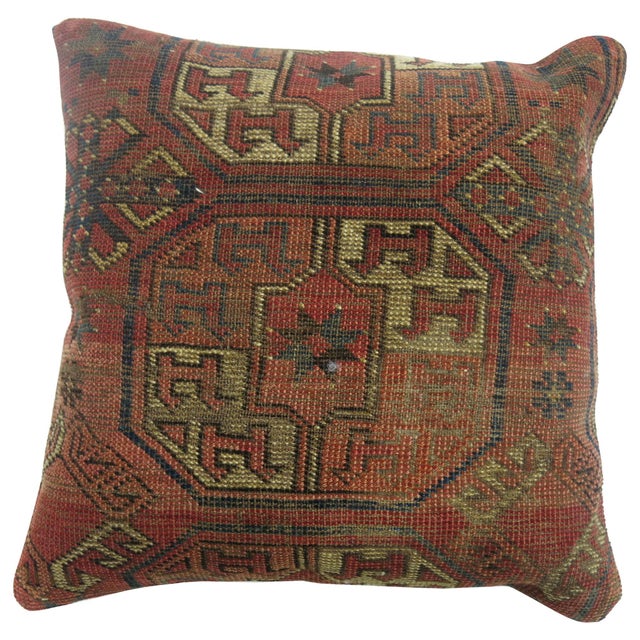 Pillow made from a 19th century Turkeman rug. 17'' x 17''