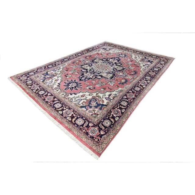 Middle Eastern Hand-Knotted Heriz Rug For Sale - Image 5 of 7