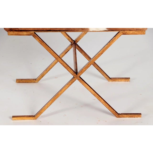 Jean-Michel Frank Gilt-Iron Cowhide X-Frame Benches in the Jean Michel-Frank Manner - a Pair For Sale - Image 4 of 8