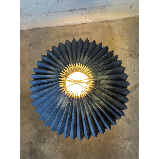Mid-Century Modern Søholm Ceramic Table Lamp With Pleated Paper Shade Danish Vintage Mid-Century Modern 1970s For Sale - Image 3 of 9