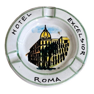 Vintage Hotel Excelsior Roma Hand-Painted Ashtray Catchall For Sale