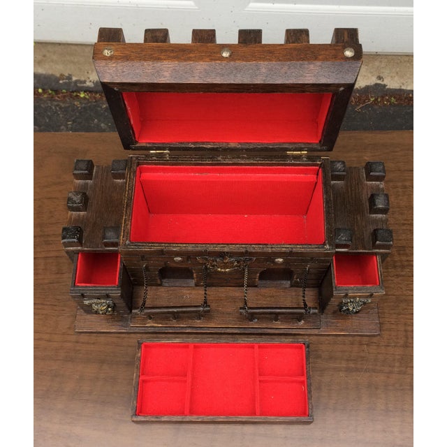Vintage Wooden Castle Jewelry Box Chairish