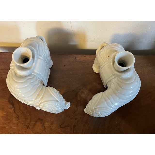 Ceramic Antique 18th Century Chinese Blanc De Chine Porcelain Elephant Candlestick or Joss Stick Holders - A Pair For Sale - Image 7 of 16
