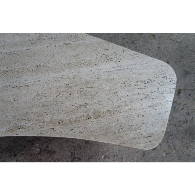 Mid Century Modern Sculptural Travertine Stone Walnut Boomerang Coffee Table MCM For Sale - Image 12 of 15
