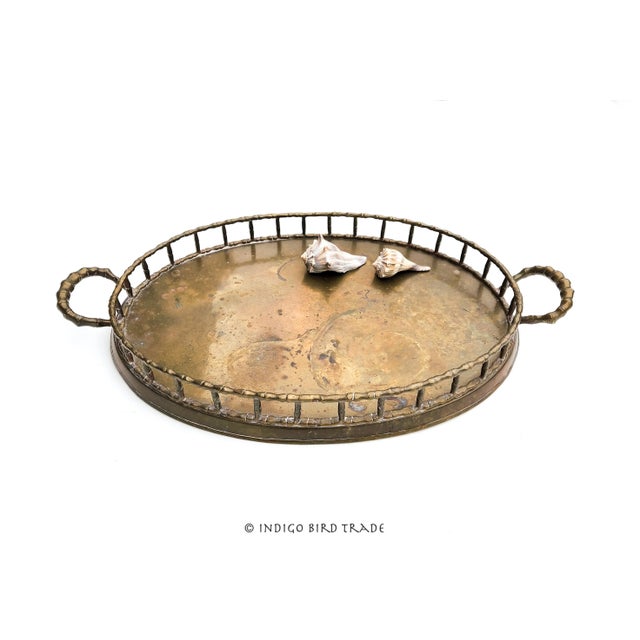 22" Large Vintage Brass Tray with Handles This wonderful tray is made from solid brass. It has two handles and can be used...