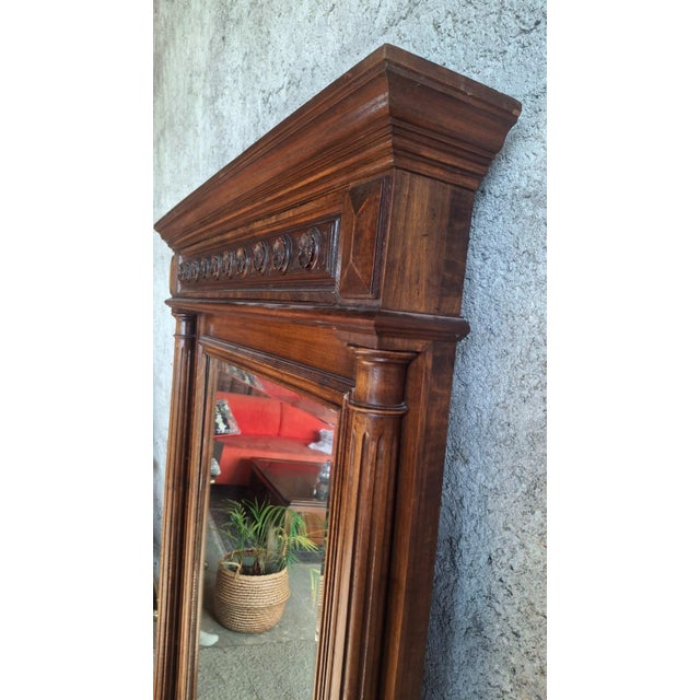 Large 19th Century Louis XVI Carved Wooden Trumeau Mirror For Sale - Image 4 of 12