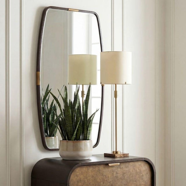 Black and Gold Lipped Frame Mirror For Sale - Image 4 of 8