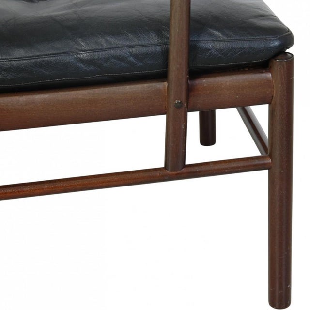 Black Colonial Chair in Mahogany and Black Leather by Ole Wanscher, 1980s For Sale - Image 8 of 18