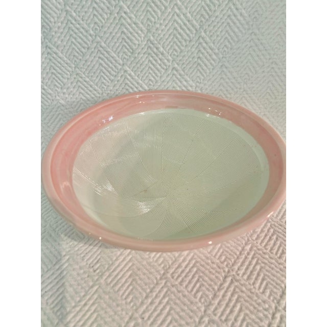 Ceramic Vintage Japanese Pink Glazed Earthenware Bowl With Textured Suribachi Interior For Sale - Image 7 of 12