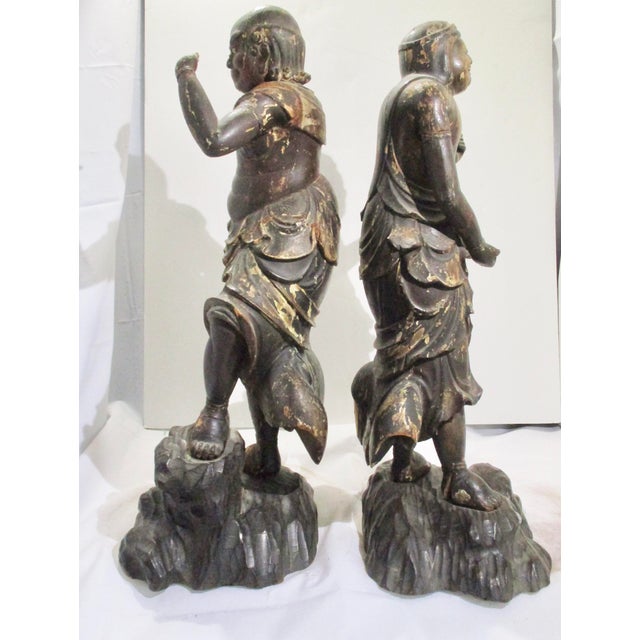 17th Century Japanese Dharma Guardian Figurines - A Pair of 2 For Sale - Image 16 of 17