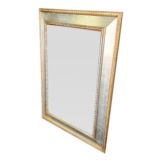23 X 30.5 Gold & Silver-Leaf Beveled Glass Hanging Wall Mirror, Approx 20 Years Old For Sale