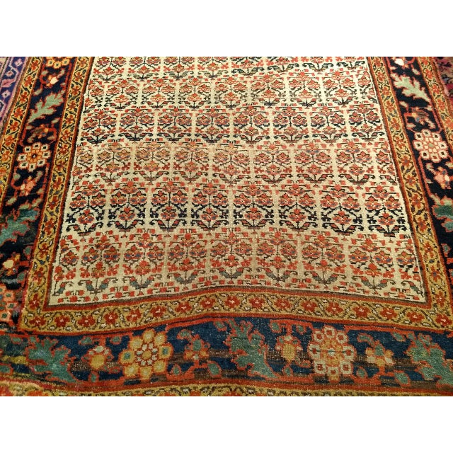 19th Century Persian Bidjar Wide Runner, Hand-Knotted Wool, Allover Paisley Pattern, Ivory & Navy, 4x14 For Sale - Image 18 of 18