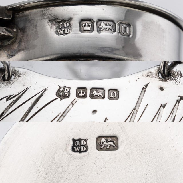 Antique 20th Century English Silver & Cut Glass Whisky Decanters, 1924, Set of 4 For Sale - Image 9 of 10