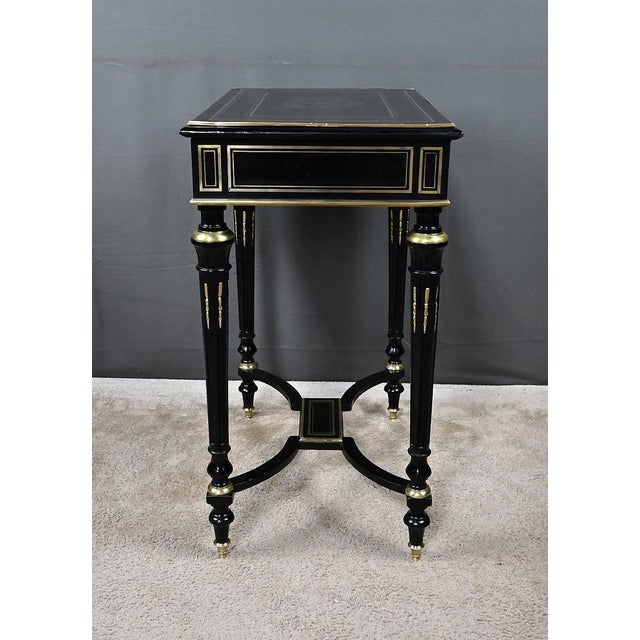 Late 19th Century Napoleon III Blackened Wood Worktable For Sale - Image 14 of 18